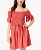 Planet Gold Juniors' Smocked Off-the-shoulder Dress