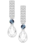 Swarovski Silver-tone Clear & Blue Crystal Drop Earrings