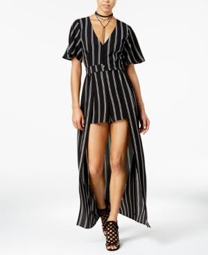 Crystal Doll Juniors' Striped Romper With Maxi Overlay Skirt