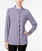 Ny Collection Petite Scalloped Shirt