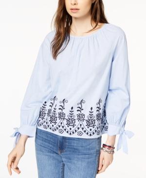 Tommy Hilfiger Cotton Embroidered Top, Created For Macy's