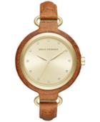 Ax Armani Exchange Women's Light Brown Leather Strap Watch 38mm Ax4236