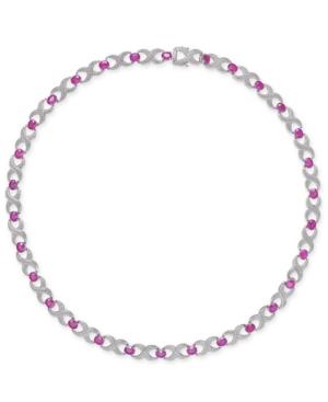 Certified Ruby (16-1/2 Ct. T.w.) & Diamond Accent Collar 18 Necklace In Sterling Silver