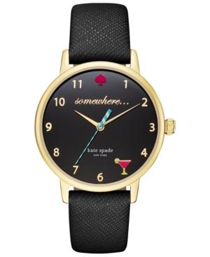 Kate Spade New York Women's Metro Black Leather Strap Watch 34mm Ksw1039