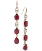 Carolee Gold-tone Red Stone Linear Drop Earrings