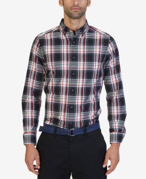 Nautica Men's Red And Black Poplin Shirt