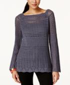 Ny Collection Open-knit Tunic Sweater