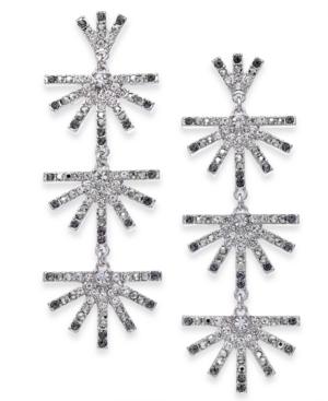 I.n.c. Silver-tone Ombre Crystal Sunburst Linear Drop Earrings, Created For Macy's