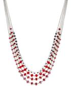 C.a.k.e. By Ali Khan Silver-tone Red Bead Four-row Necklace