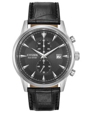 Citizen Eco-drive Men's Chronograph Corso Black Leather Strap Watch 43mm