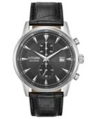 Citizen Eco-drive Men's Chronograph Corso Black Leather Strap Watch 43mm