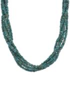 American West Five Strand Green Turquoise Necklace In Sterling Silver And Brass
