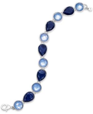 Nine West Silver-tone Blue Stone Link Bracelet