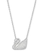 Swarovski Silver Tone Crystal Swan Pendant Necklace