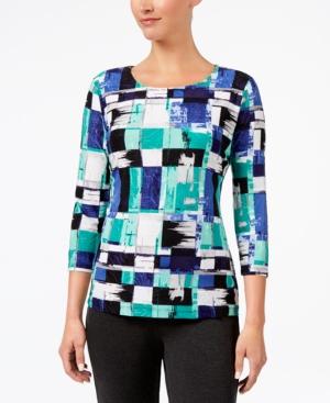 Jm Collection Petite Geo-print Top, Only At Macy's
