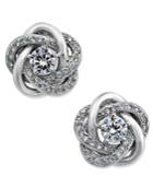 Giani Bernini Cubic Zirconia Love Knot Stud Earrings In Sterling Silver And 18k Gold-plated Sterling Silver, Created For Macy's