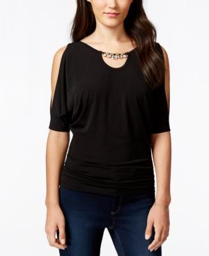 Bcx Juniors' Embellished Cold-shoulder Top