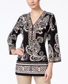 Jm Collection Printed Beaded Tunic, Only At Macy's