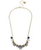 Betsey Johnson Gold-tone Blue Crystal Floral Statement Necklace