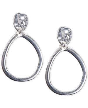 Anne Klein Hammered-style Clip-on Drop Hoop Earrings