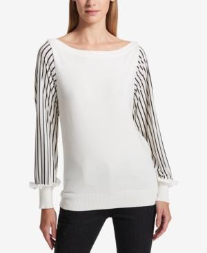 Dkny Striped-sleeve Sweater
