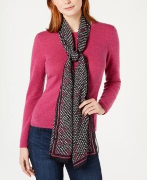 Dkny Pop Logo Stripe Printed Chiffon Scarf