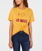 Rebellious One Juniors' Los Angeles Tie-front Graphic T-shirt