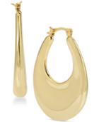 Touch Of Silver Gold-plated Oval Puff Hoop Earrings