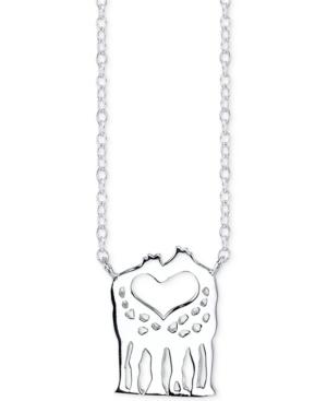 Unwritten Two Giraffes Heart Pendant Necklace In Sterling Silver