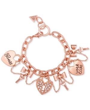 Guess Rose Gold-tone Swag Charm Bracelet