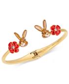 Kate Spade New York Gold-tone Pave Flower & Bunny Cuff Bracelet