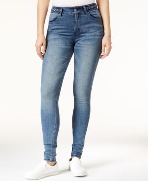 Rampage Juniors' Braided High-rise Skinny Jeans