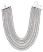 Abs By Allen Schwartz Silver-tone Crystal And Chain Collar Necklace