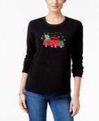 Karen Scott Holiday Graphic Fleece Sweatshirt, Only At Macy's