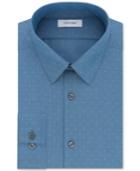 Calvin Klein Men's Steel Slim-fit Non-iron Performance Indigo Print Dress Shirt