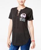 Trolls By Dreamworks Juniors' Big Hair Lace-up Graphic T-shirt