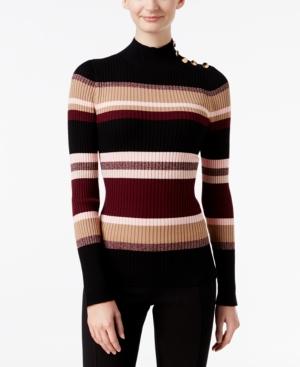 Inc International Concepts Striped Mock-neck Sweater, Only At Macy's