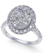 Diamond Oval Halo Cluster Engagement Ring (2 Ct. T.w.) In 14k White Gold