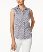 Charter Club Petite Anchor-print Shirt, Created For Macy's