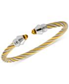 Charriol Women's Fabulous Citrine Stone Two-tone Pvd Stainless Steel Cable Bangle Bracelet 04-821-1219-1m