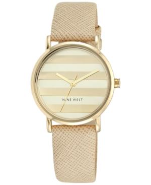 Nine West Women's Natural Leather Strap Watch 33mm Nw-1864chnt