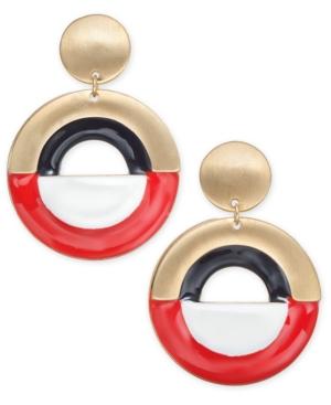 I.n.c. Gold-tone Colorblock Gypsy Hoop Earrings, Created For Macy's