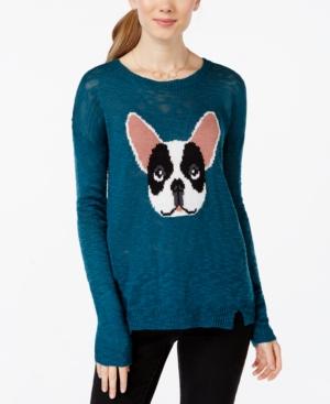 Hippie Rose Juniors' French Bulldog Pullover Sweater