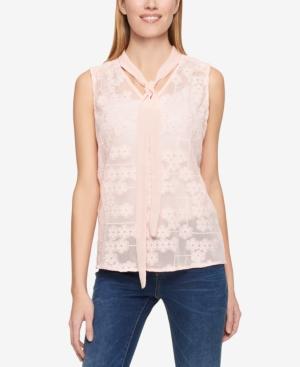 Tommy Hilfiger Textured Tie-neck Shirt, Created For Macy's