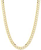 22 Two-tone Open Curb Link Chain Necklace In Solid 14k Gold & White Gold