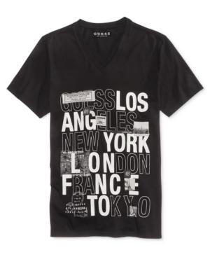 Guess Men's City Graphic-print Cotton V-neck T-shirt