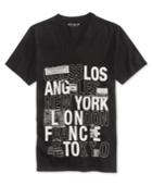 Guess Men's City Graphic-print Cotton V-neck T-shirt