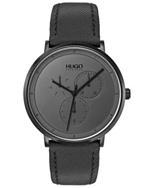 Hugo Men's #guide Ultra Slim Black Leather Strap Watch 40mm