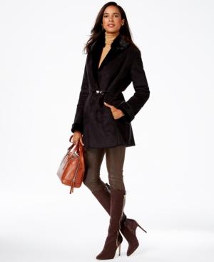 Vera Wang Coat Faux-shearling Buckled Coat