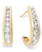 Channel-set Diamond J Hoop Earrings In 14k Gold (1/2 Ct. T.w.)